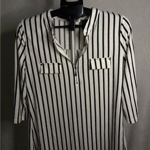 Elegant Black and White Striped Women's Blouse